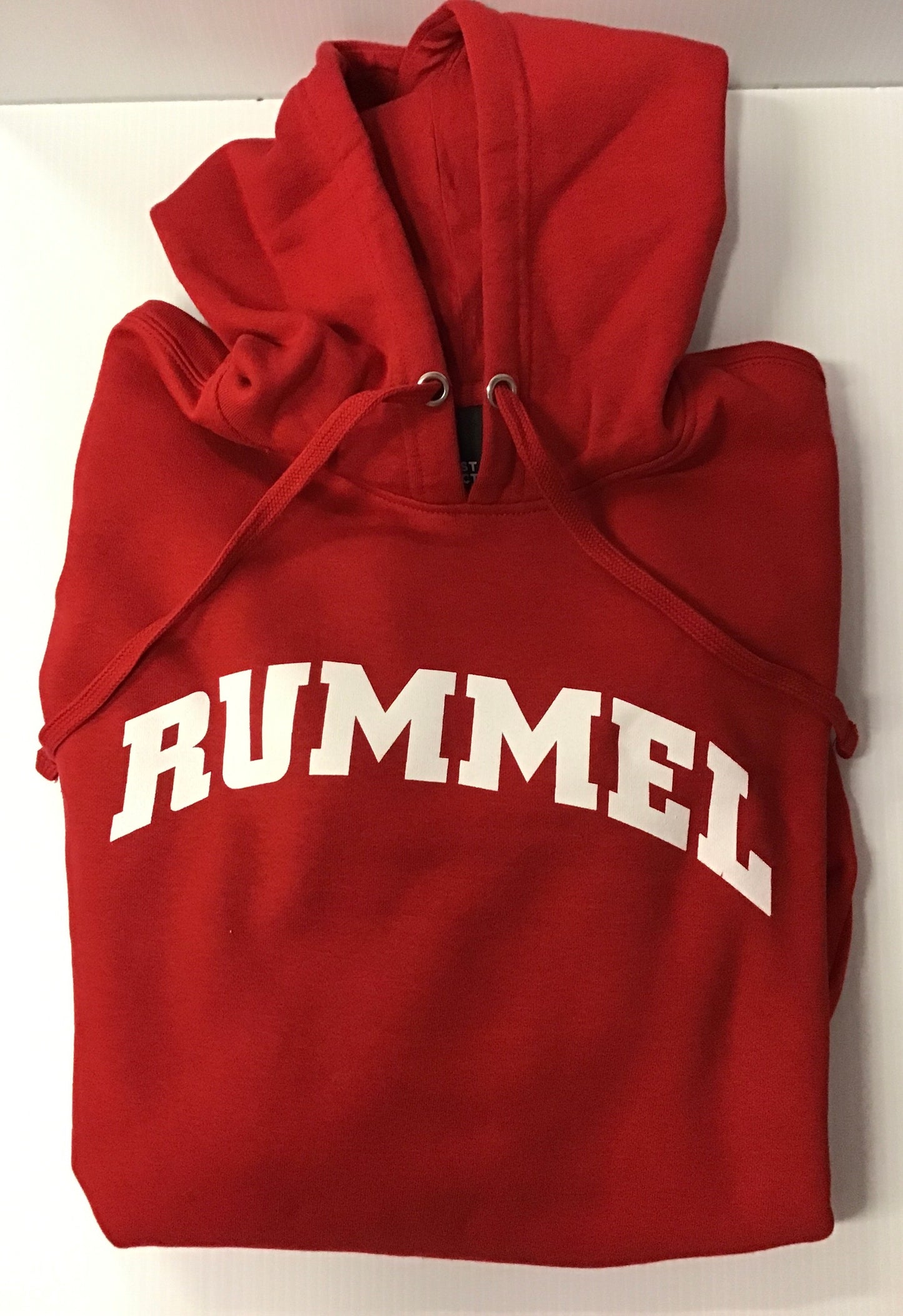 Adult Red Hoodie with “RUMMEL”