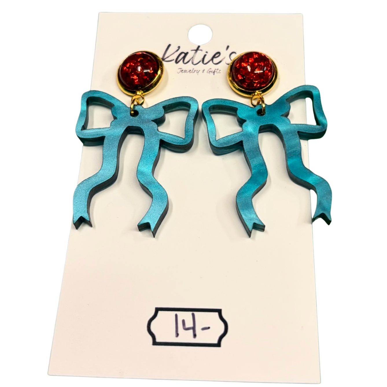 Red/Blue Bow Dangle Earrings