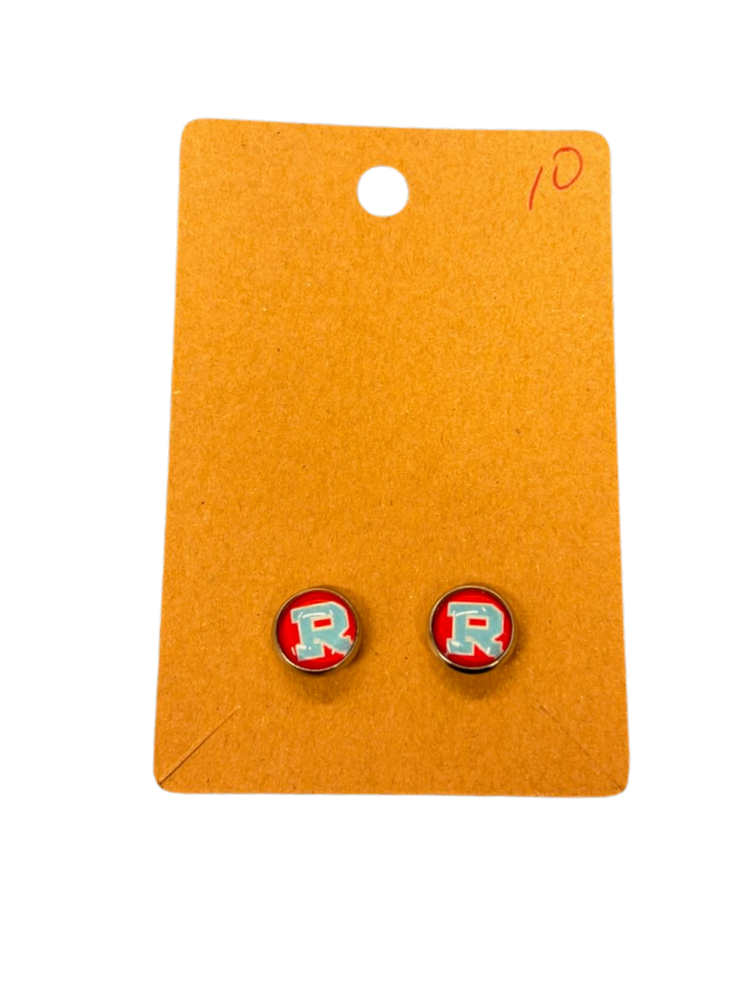 "R" Stud Earrings