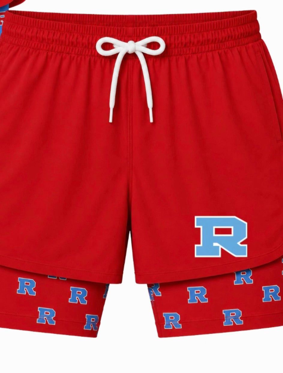Adult/Youth Red Lined "R" Shorts