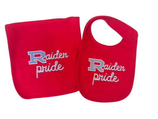 Red Bib and burp cloth set