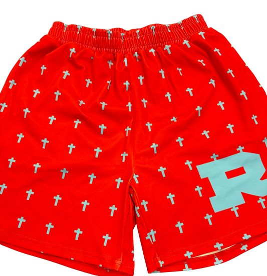 Red Adult Cross Shorts with Pockets
