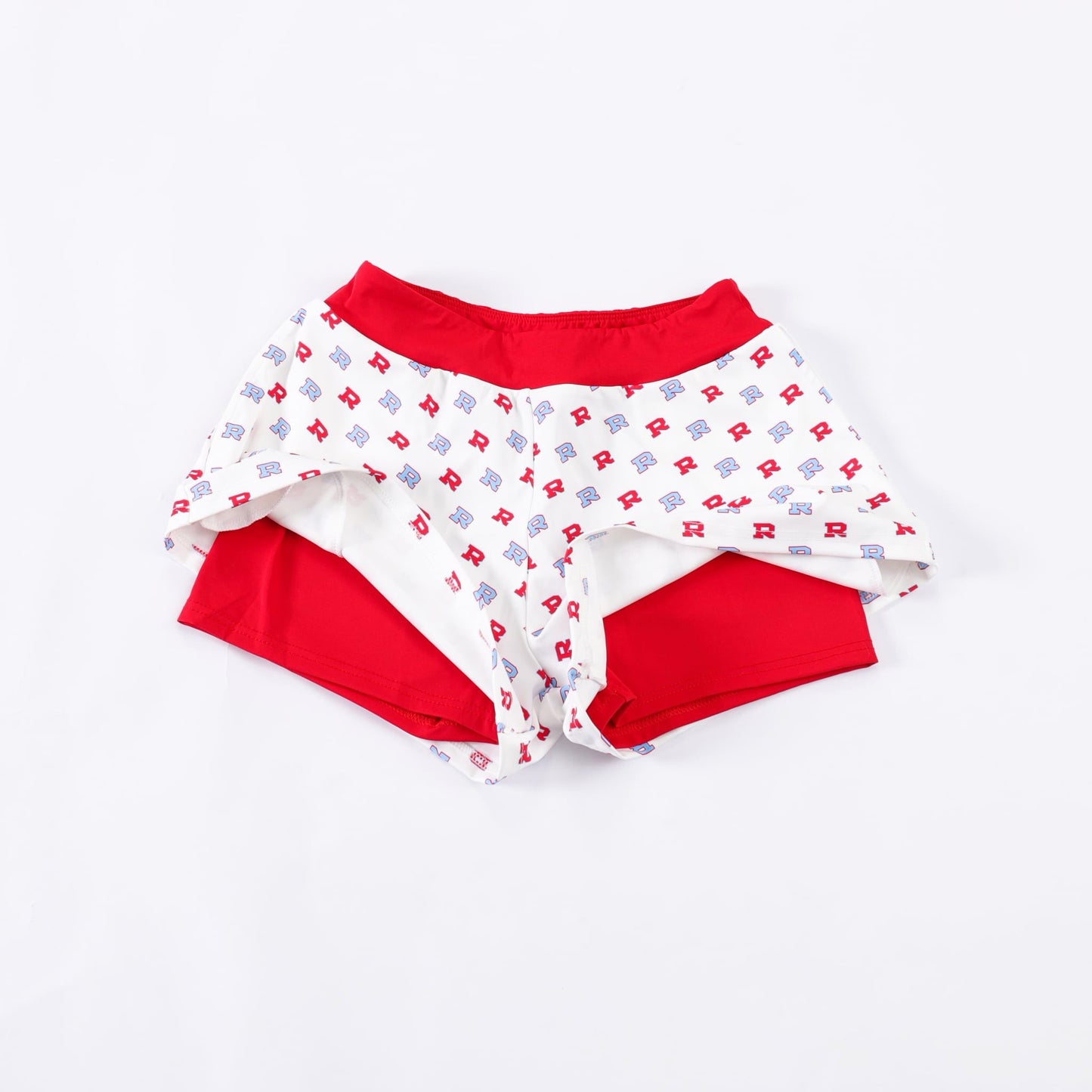 Ladies/Girls Lined White "R"  Yoga Shorts