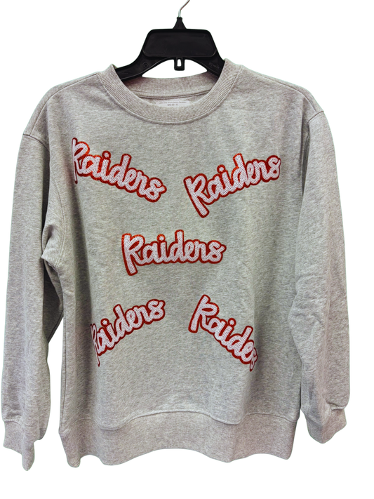 Ladies Gray Sequin Raiders Sweatshirt