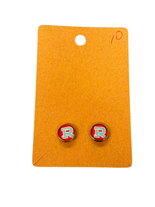 "R" Stud Earrings